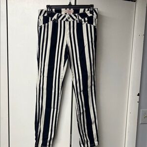 Philosophy Navy Blue and White Striped Women Jeans